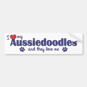 Autocollant De Voiture J'aime mon Aussiedoodles (les chiens multiples)