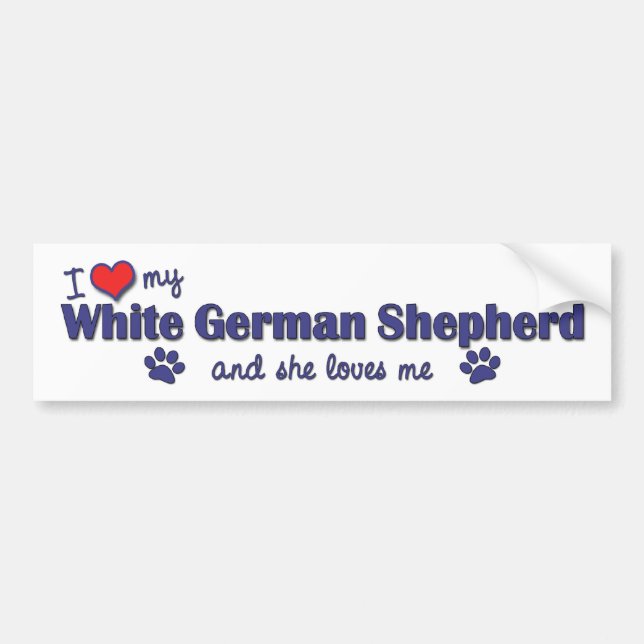 Autocollant De Voiture J'aime mon berger allemand blanc (le chien (Devant)