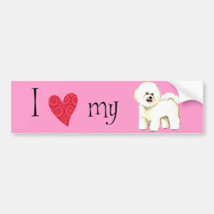 Autocollant De Voiture J'aime mon Bichon Frise