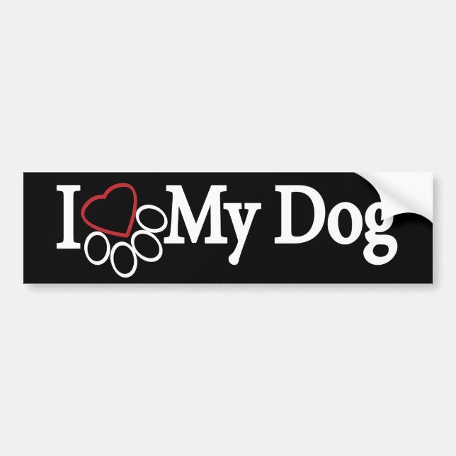 Autocollant De Voiture J'aime mon blanc de chien sur l'adhésif pour (Devant)