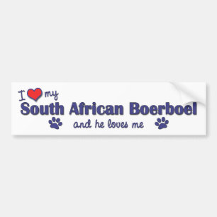 Autocollant De Voiture J'aime mon Boerboel sud-africain (le chien