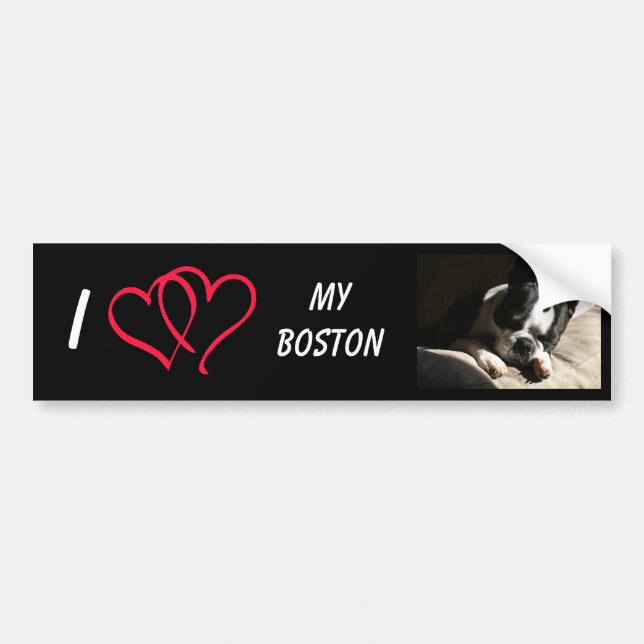 Autocollant De Voiture J'aime mon Boston (Devant)