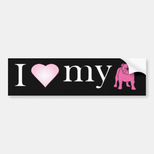 AUTOCOLLANT DE VOITURE J'AIME MON BULLDOG