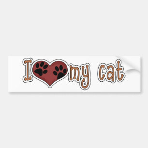 Autocollant De Voiture J'aime mon *Bumper Sticker* de chat