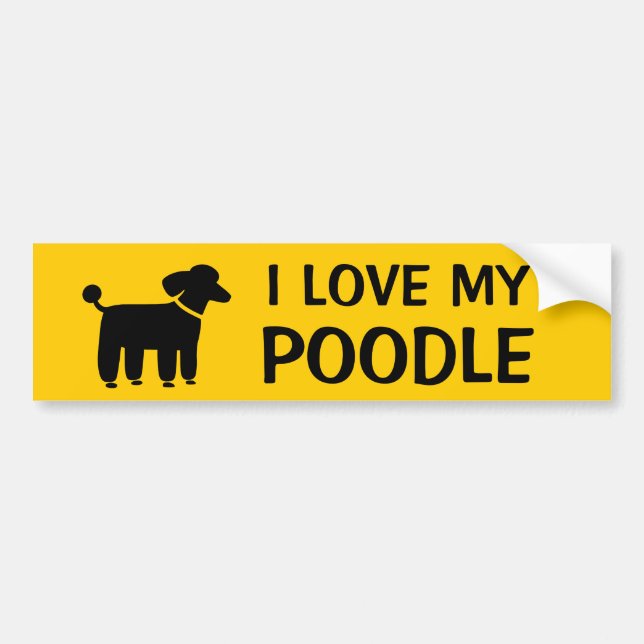Autocollant De Voiture J'AIME MON CANICHE - graphique de chien avec le (Devant)
