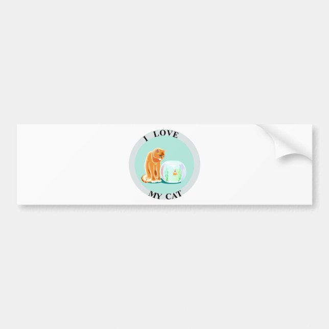 Autocollant De Voiture J'aime mon chat ! (Devant)