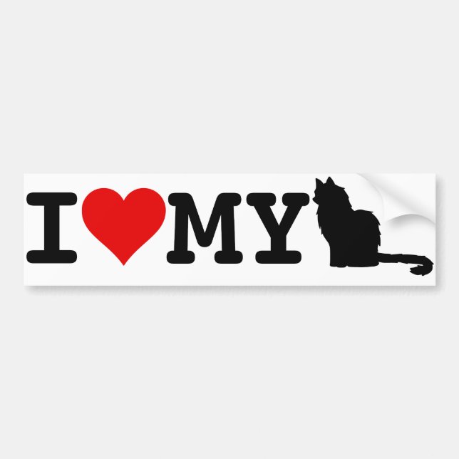 Autocollant De Voiture J'aime mon chat (Devant)