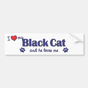 Autocollant De Voiture J'aime mon chat noir (le chat masculin)