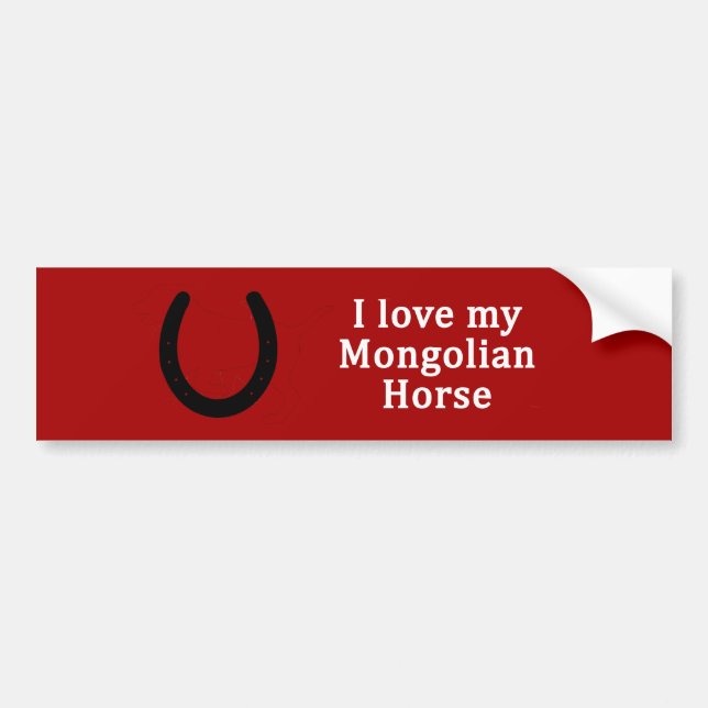 Autocollant De Voiture J'Aime Mon Cheval Mongol (Devant)