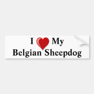 Autocollant De Voiture J'aime mon chien belge de chien de berger