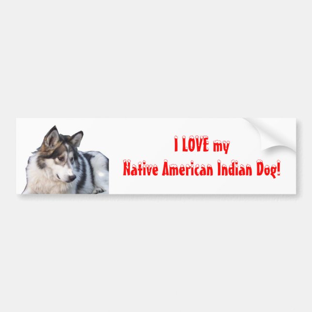 Autocollant De Voiture J'aime mon chien indien indigène (Devant)
