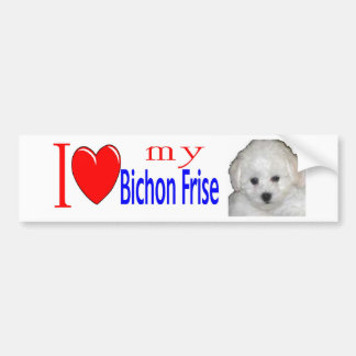 Autocollant De Voiture J'aime mon chiot de frise de bichon