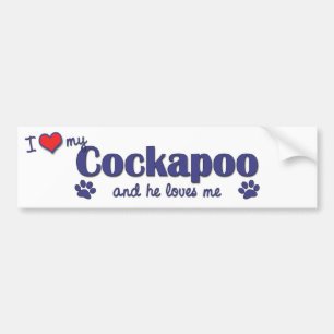 Autocollant De Voiture J'aime mon Cockapoo (le chien masculin)