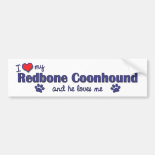 Autocollant De Voiture J'aime mon Coonhound de Redbone (le chien