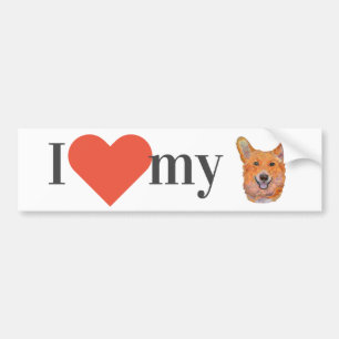 Autocollant De Voiture "J'aime mon" corgi de gallois