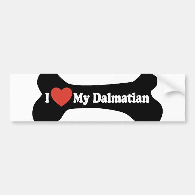 Autocollant De Voiture J'aime mon Dalmate - os de chien (Devant)