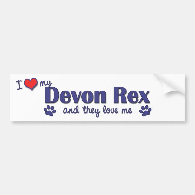 Autocollant De Voiture J'aime mon Devon Rex (les chats multiples) (Devant)