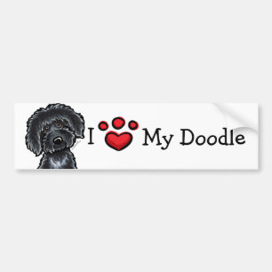Autocollant De Voiture J'Aime Mon Doodle Black Labradoodle