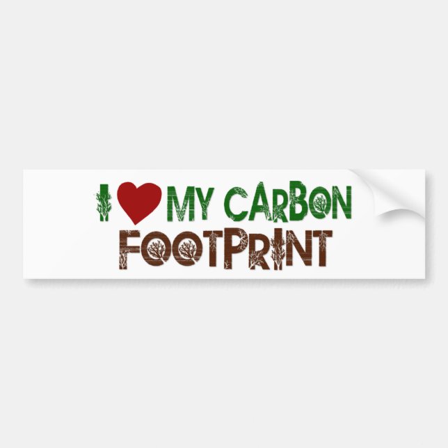 Autocollant De Voiture J'aime mon empreinte de pas de carbone (Devant)