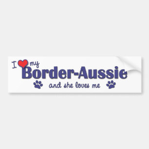 Autocollant De Voiture J'aime mon Frontière-Australien (le chien femelle