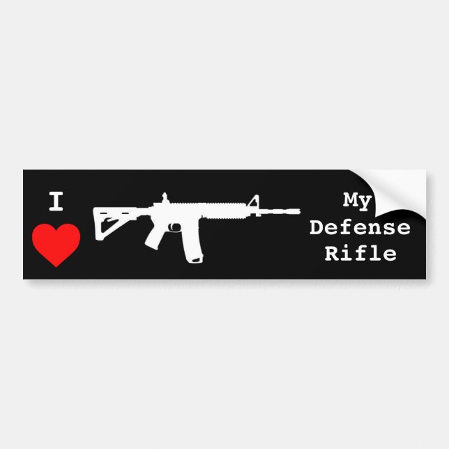 Autocollant De Voiture J'aime mon fusil de la défense (Devant)