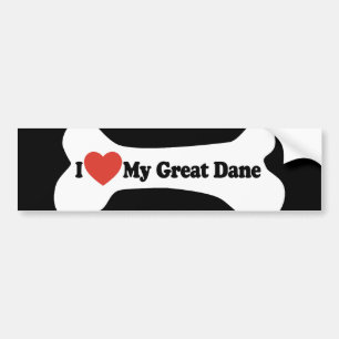 Autocollant De Voiture J'aime mon great dane - os de chien