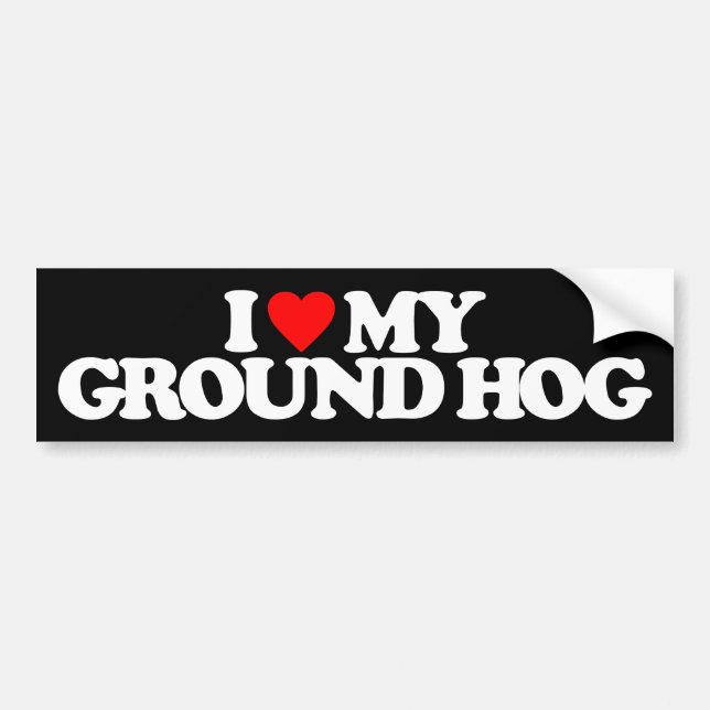 AUTOCOLLANT DE VOITURE J'AIME MON GROUNDHOG (Devant)