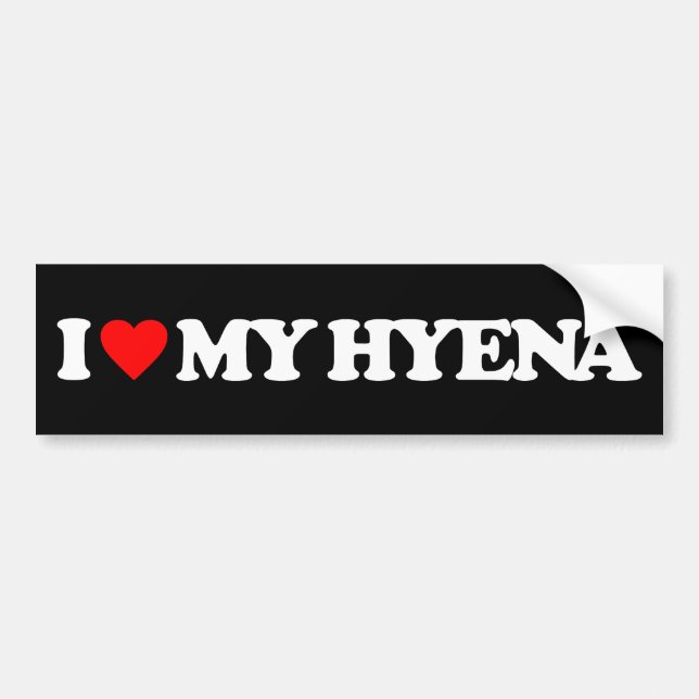 AUTOCOLLANT DE VOITURE J'AIME MON HYÈNE (Devant)
