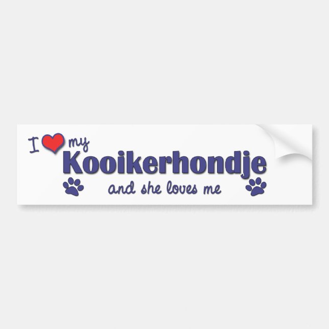 Autocollant De Voiture J'aime mon Kooikerhondje (le chien femelle) (Devant)