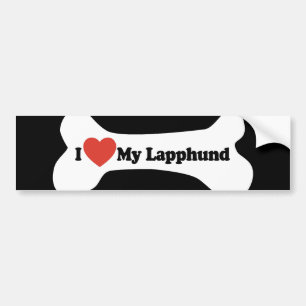 Autocollant De Voiture J'aime mon Lapphund - os de chien
