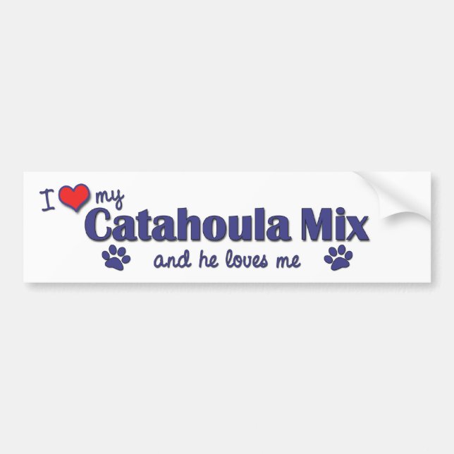 Autocollant De Voiture J'aime mon mélange de Catahoula (le chien (Devant)