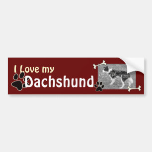 Autocollant De Voiture J'aime mon Modèle photo Dachshund