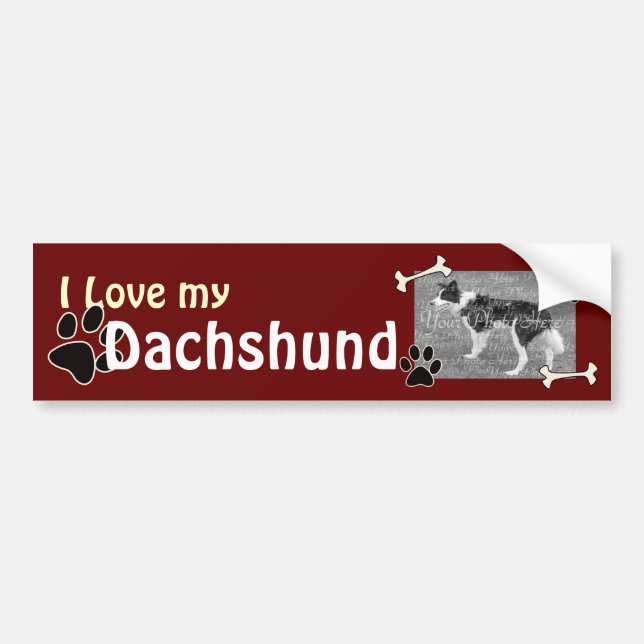 Autocollant De Voiture J'aime mon Modèle photo Dachshund (Devant)