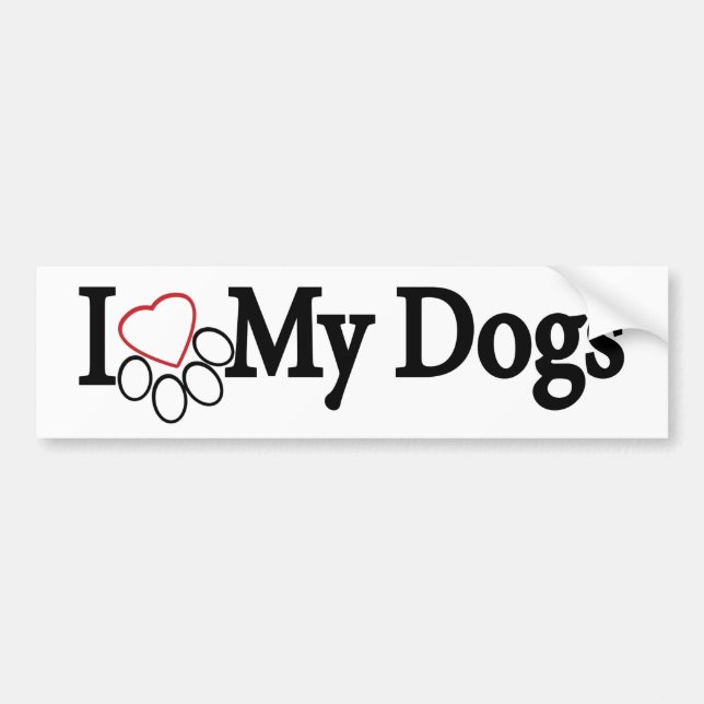 Autocollant De Voiture J'aime mon noir de chiens sur l'adhésif pour (Devant)