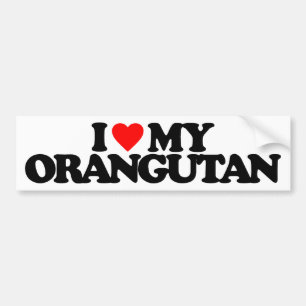 AUTOCOLLANT DE VOITURE J'AIME MON ORANG-OUTAN