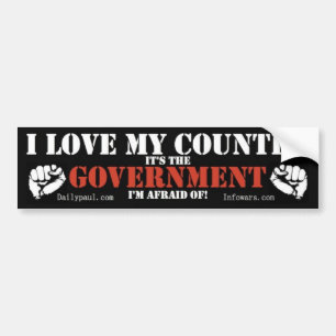 Autocollant De Voiture J'aime mon pays son le gouvernement que j'ai peur