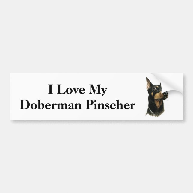 Autocollant De Voiture J'aime mon Pinscher de dobermann (Devant)