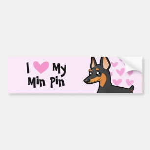Autocollant De Voiture J'aime mon Pinscher miniature/Manchester Terrier