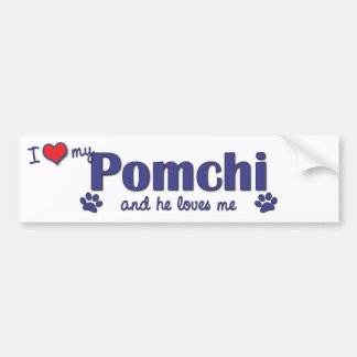 Autocollant De Voiture J'aime mon Pomchi (le chien masculin)