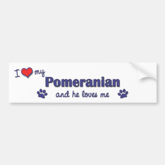 Autocollant De Voiture J'aime mon Pomeranian (le chien masculin)
