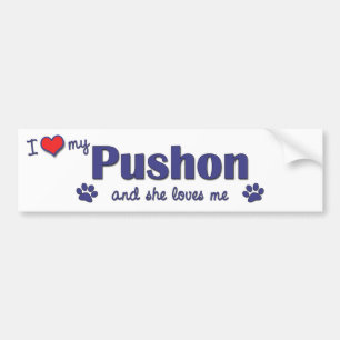 Autocollant De Voiture J'aime mon Pushon (le chien femelle)