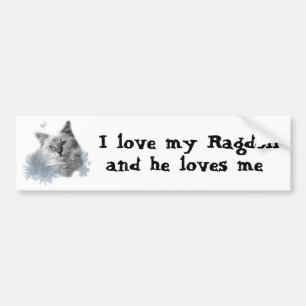 Autocollant De Voiture J'aime mon Ragdoll, et il m'aime adhésif pour
