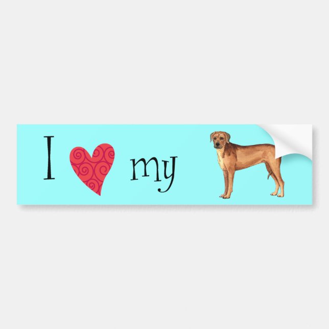 Autocollant De Voiture J'aime mon Rhodesian Ridgeback (Devant)