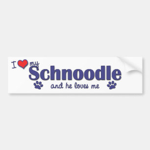 Autocollant De Voiture J'aime mon Schnoodle (le chien masculin)