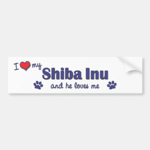 Autocollant De Voiture J'aime mon Shiba Inu (le chien masculin)