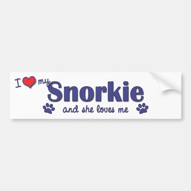 Autocollant De Voiture J'aime mon Snorkie (le chien femelle) (Devant)