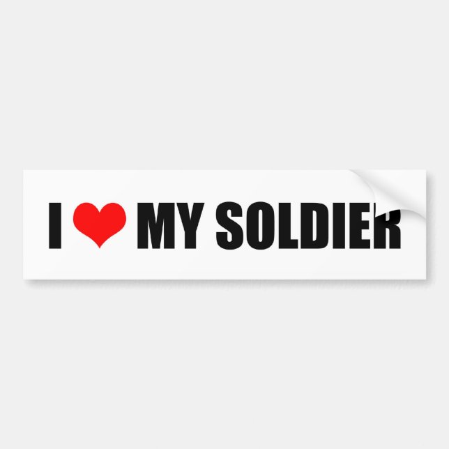 AUTOCOLLANT DE VOITURE J'AIME MON SOLDAT (Devant)