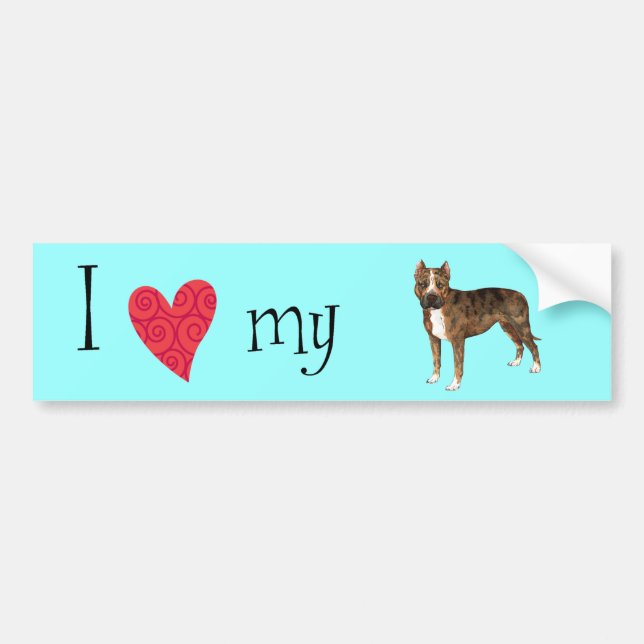 Autocollant De Voiture J'aime mon Staffordshire Terrier américain (Devant)