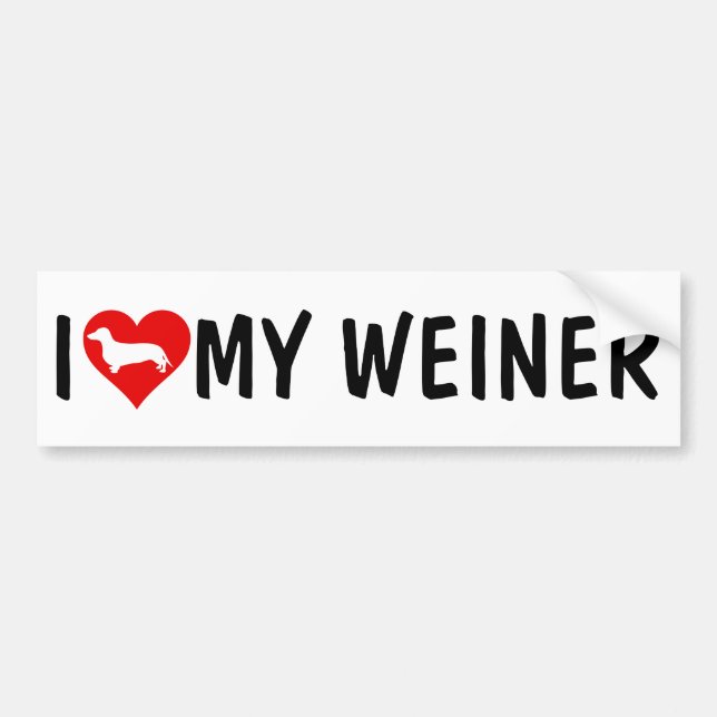Autocollant De Voiture J'AIME MON WEINER, teckel (Devant)