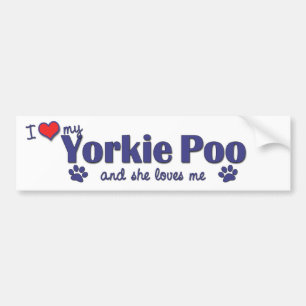 Autocollant De Voiture J'aime mon Yorkie Poo (le chien femelle)